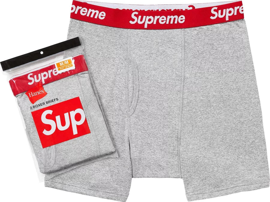 Supreme Hanes Boxer Briefs (2 Pack) Heather Grey