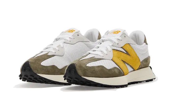 New Balance 327 White Yellow Olive