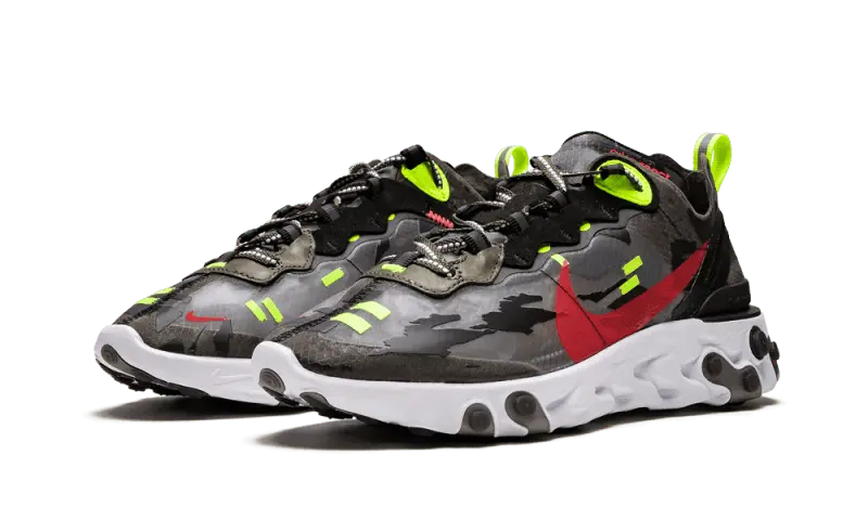 Nike React Element 87 Medium Olive Volt Crimson Tiger Camo - CJ4988-200